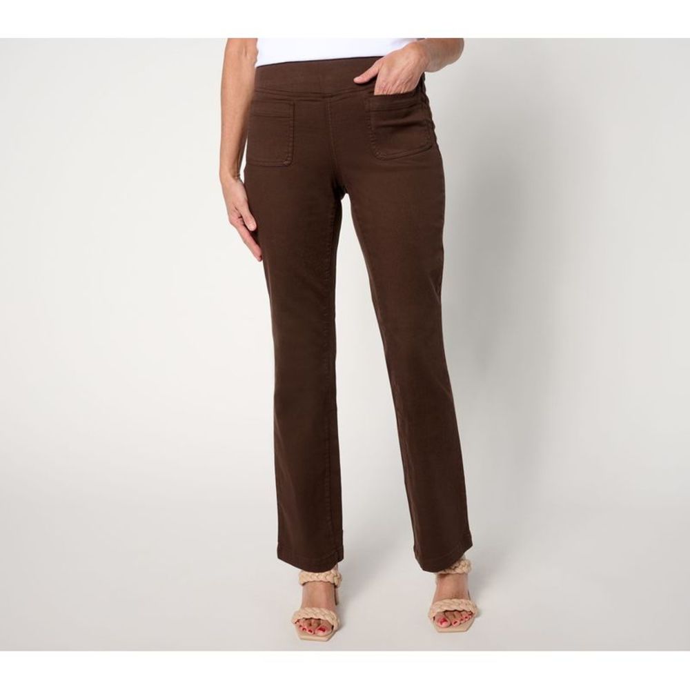 Belle by Kim Gravel Brown Pull-On Straight Leg Pants 10P